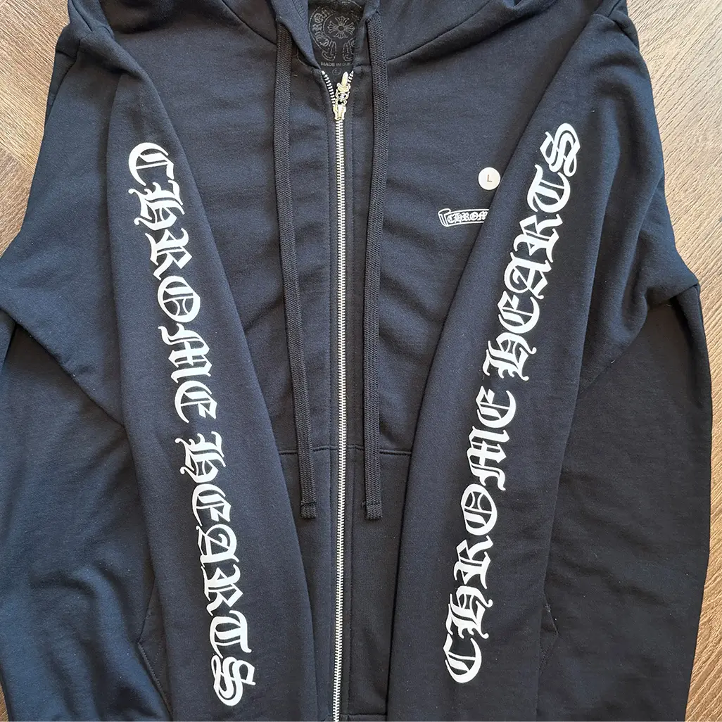 Chrome Hearts Scroll Logo Spellout Zip Up Hoodie - Image 2