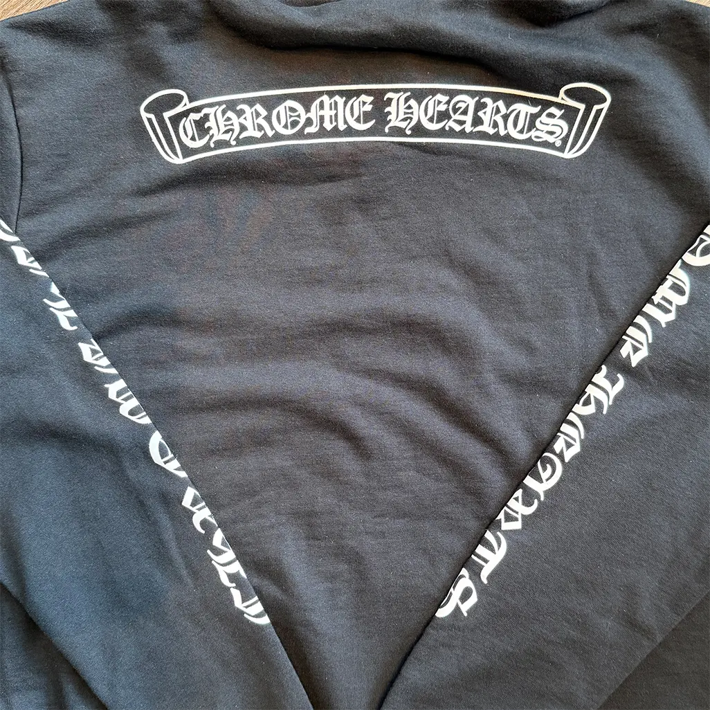 Chrome Hearts Scroll Logo Spellout Zip Up Hoodie - Image 3