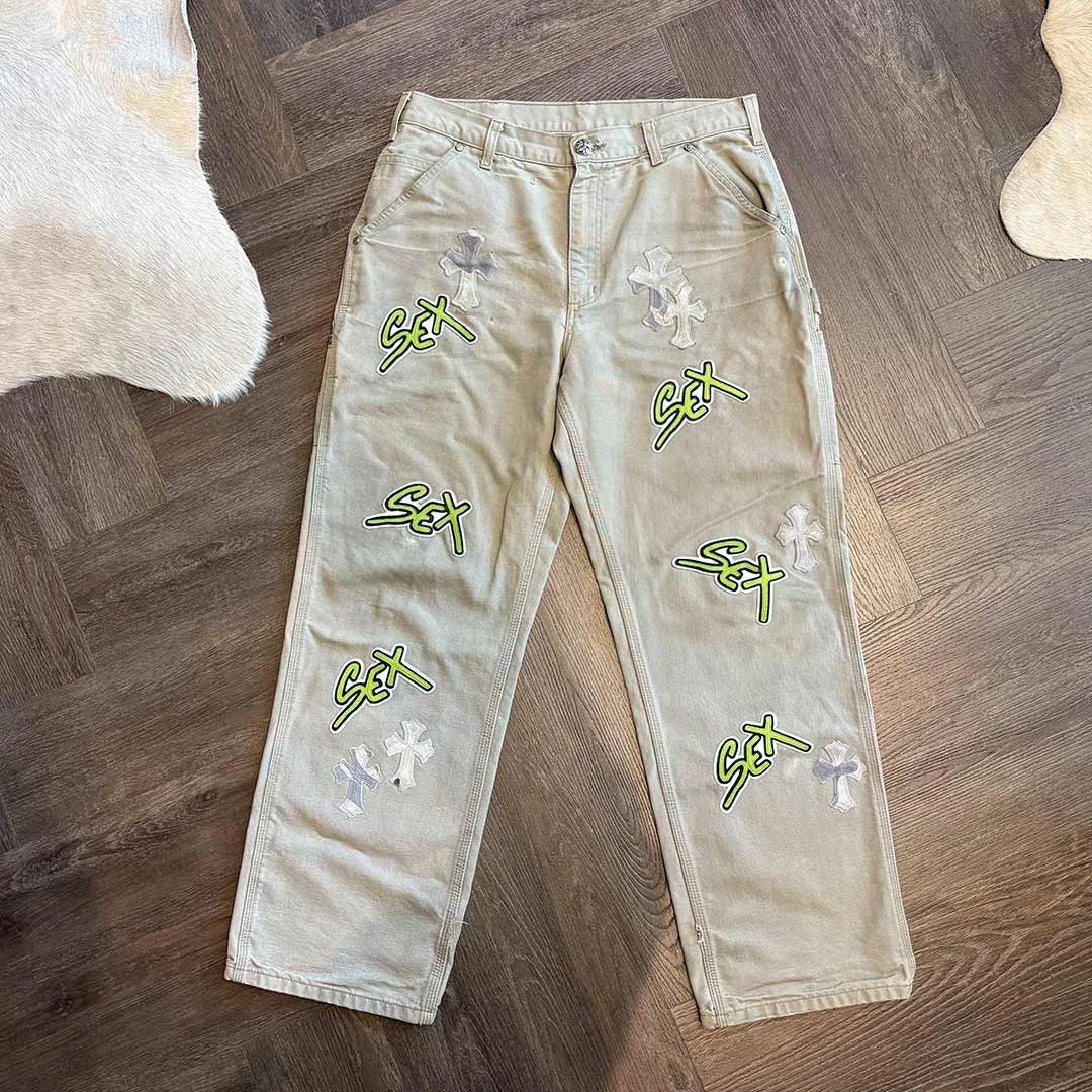 Chrome Hearts Sex Records Carpenter Beige Jeans