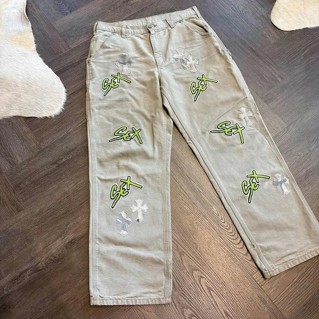 Chrome Hearts Sex Records Carpenter Beige Jeans - Image 2