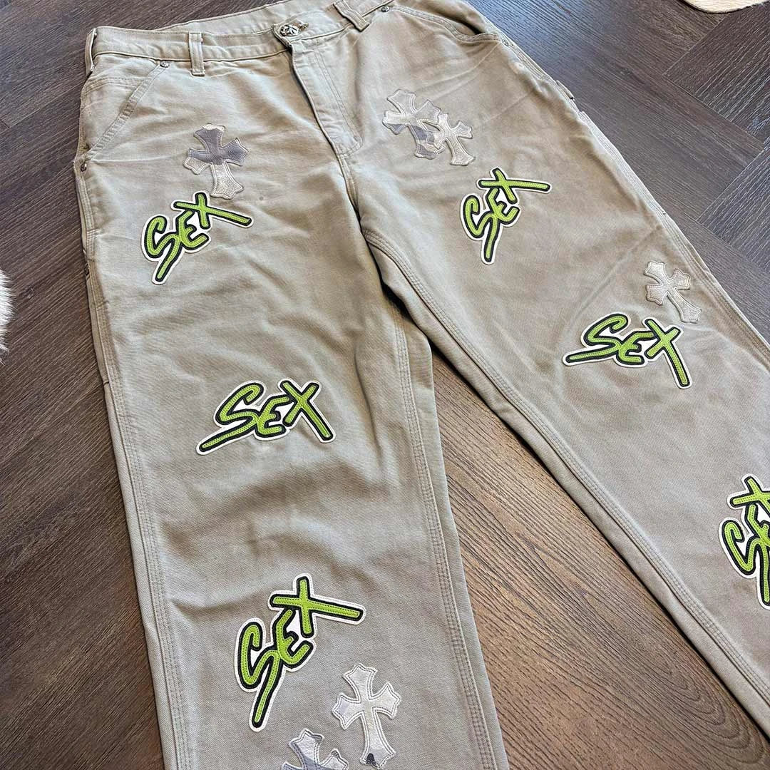 Chrome Hearts Sex Records Carpenter Beige Jeans - Image 3