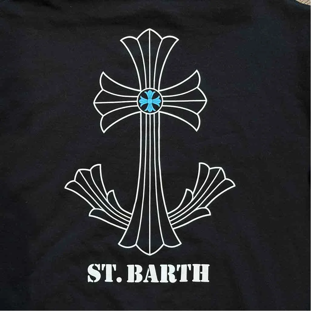 Chrome Hearts St Barths Exclusive Anchor Pullover Hoodie Black Blue - Image 4