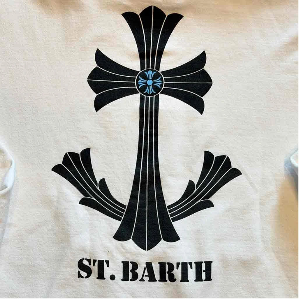Chrome Hearts St Barths Exclusive Anchor Pullover Hoodie White Blue - Image 5