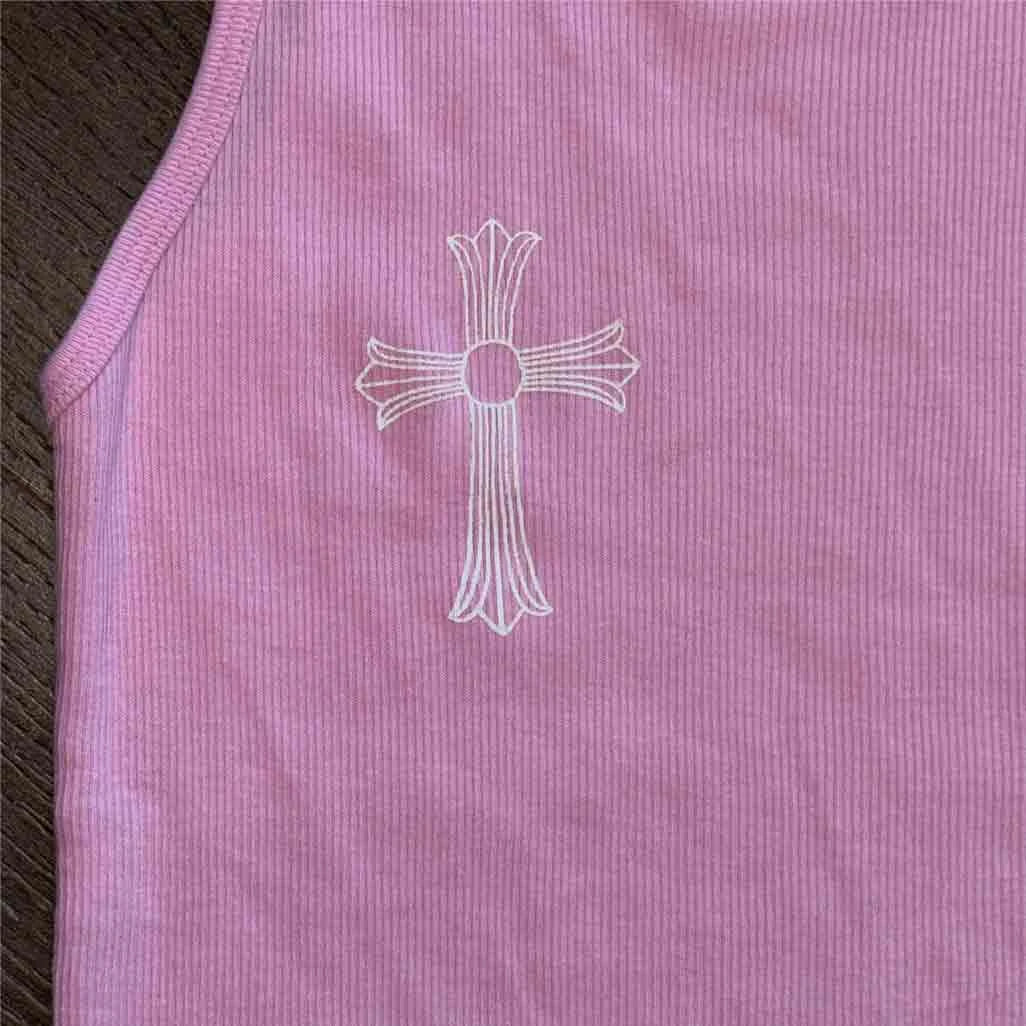 Chrome Hearts T-Bar Pink Cross Tank Top - Image 2