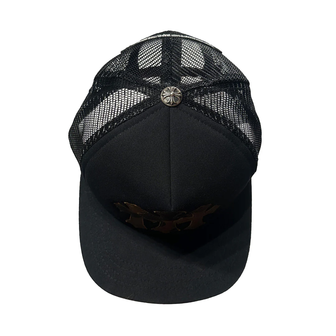 Chrome Hearts Triple Cross Cemetary Leather Trucker Hat Camo - Image 3