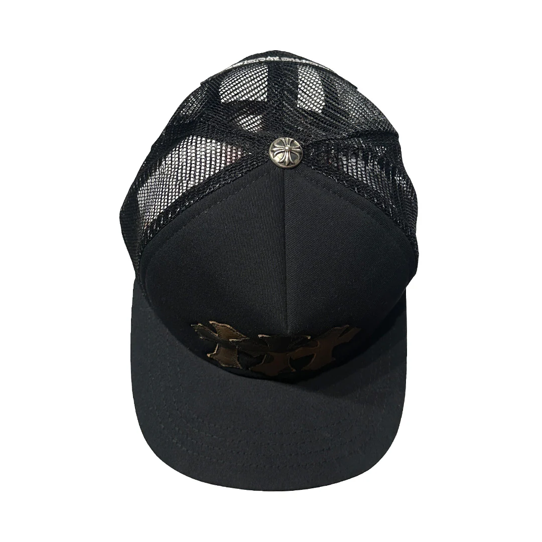 Chrome Hearts Triple Cross Cemetary Leather Trucker Hat Camo - Image 5
