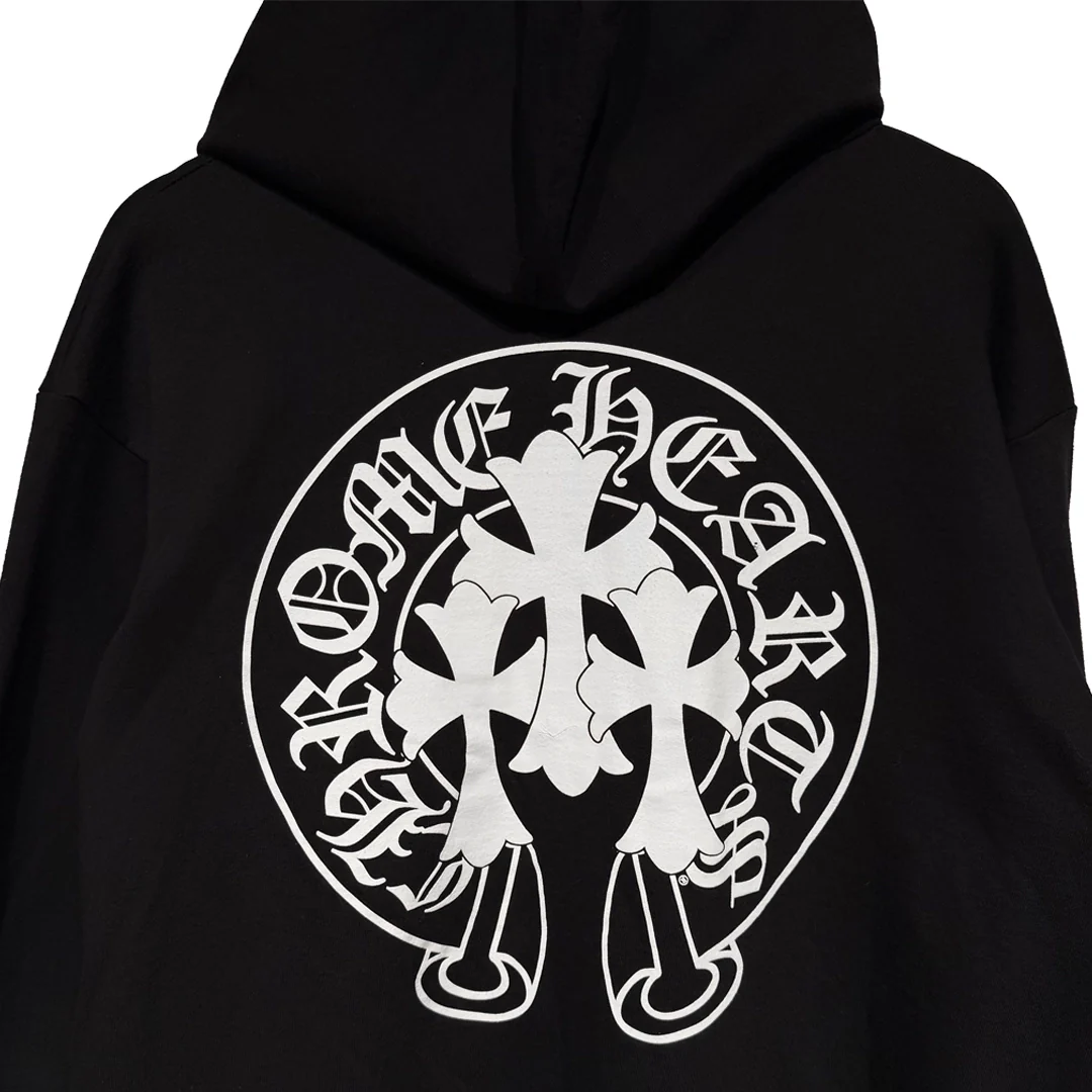 Chrome Hearts Triple Cross Zip-Up Hoodie Black/White - Image 3