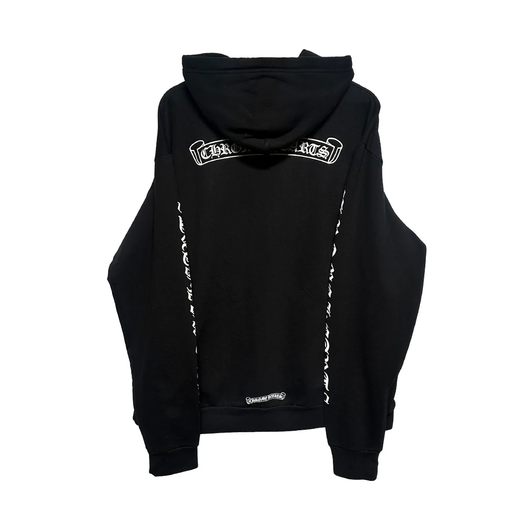 Chrome Hearts Vertical Logo Hoodie Black White - Image 2