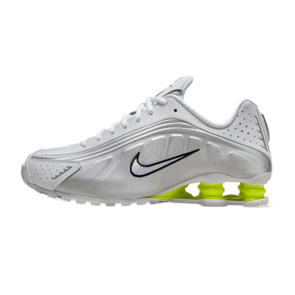 Nike Shox R4 White Metallic Silver Volt (Women's)