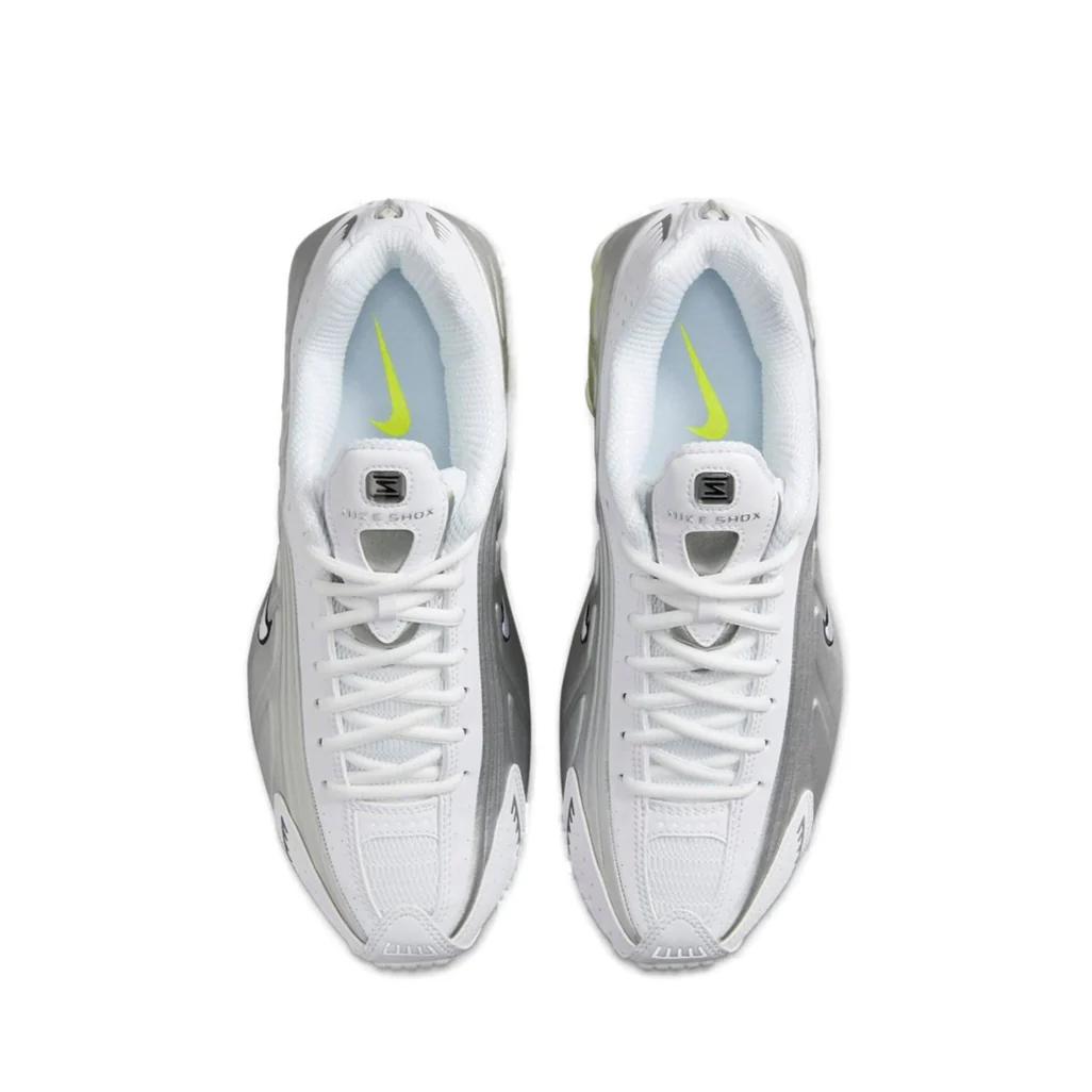 Nike Shox R4 White Metallic Silver Volt (Women's) - Image 4