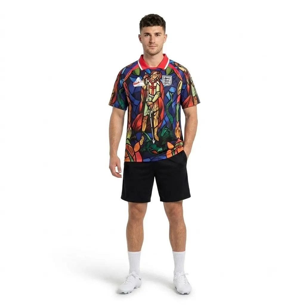 Palace x Nike England Dri-FIT Football Jersey Bright Crimson - Image 4
