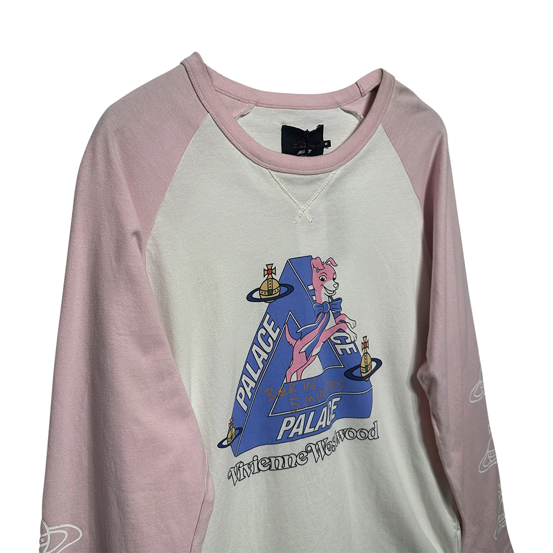 Palace x Vivienne Westwood Raglan Long Sleeve White Pink - Image 2