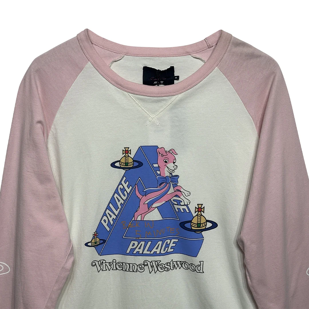Palace x Vivienne Westwood Raglan Long Sleeve White Pink - Image 3
