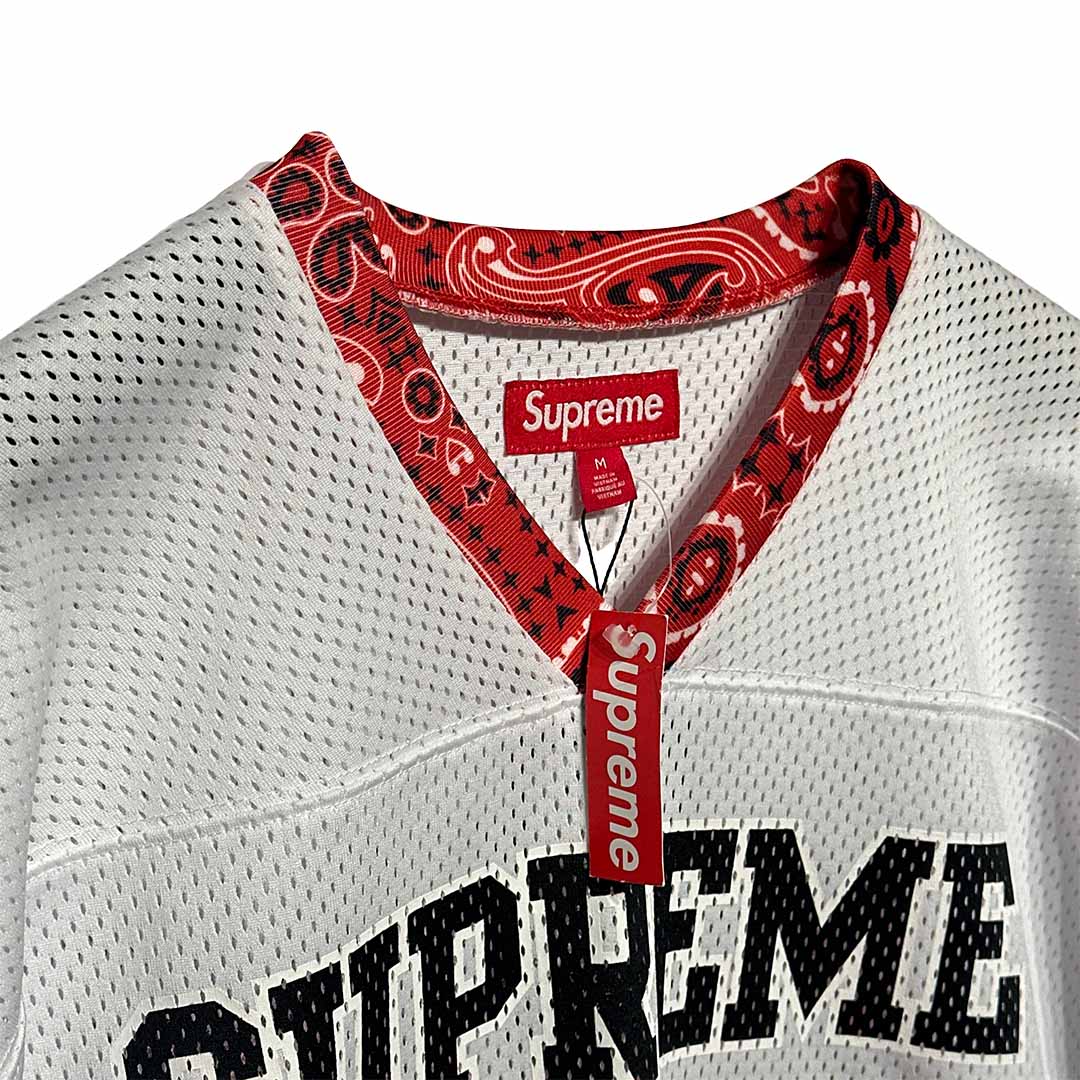 Supreme Bandana Football Jersey White Red - Image 5