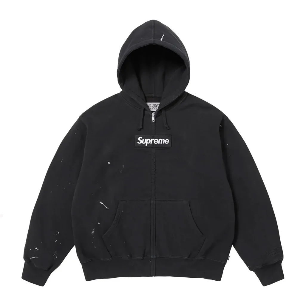 Supreme MM6 Maison Margiela Box Logo Zip Up Hooded Sweatshirt Black