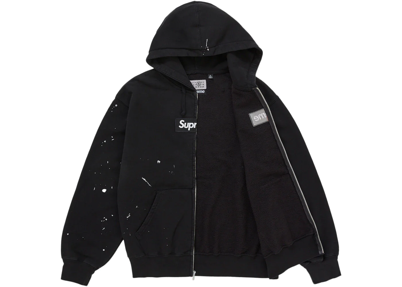 Supreme MM6 Maison Margiela Box Logo Zip Up Hooded Sweatshirt Black - Image 3