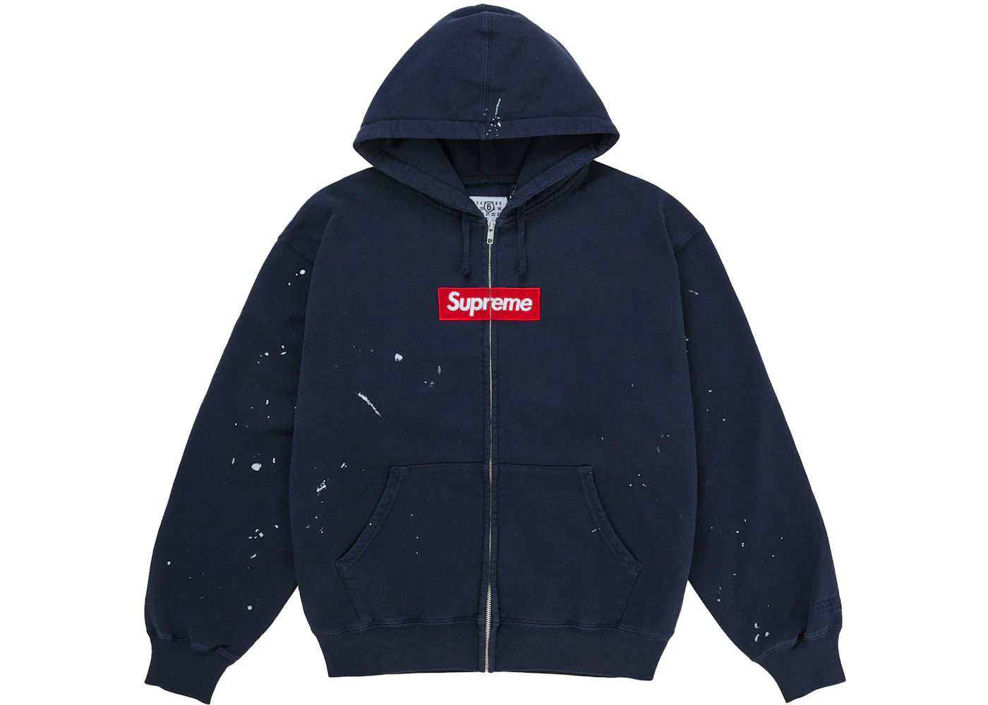 Supreme MM6 Maison Margiela Box Logo Zip Up Hooded Sweatshirt Navy - Image 2