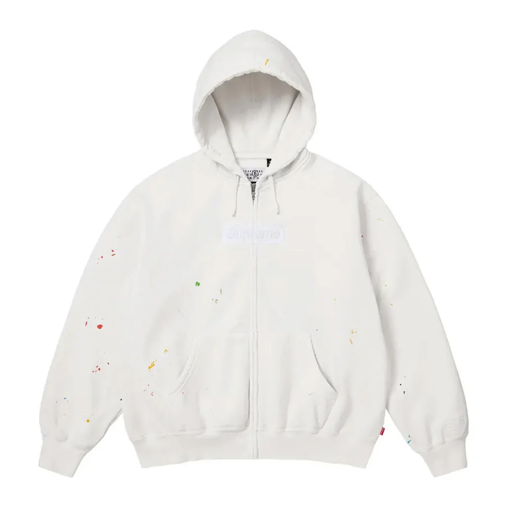 Supreme MM6 Maison Margiela Box Logo Zip Up Hooded Sweatshirt White