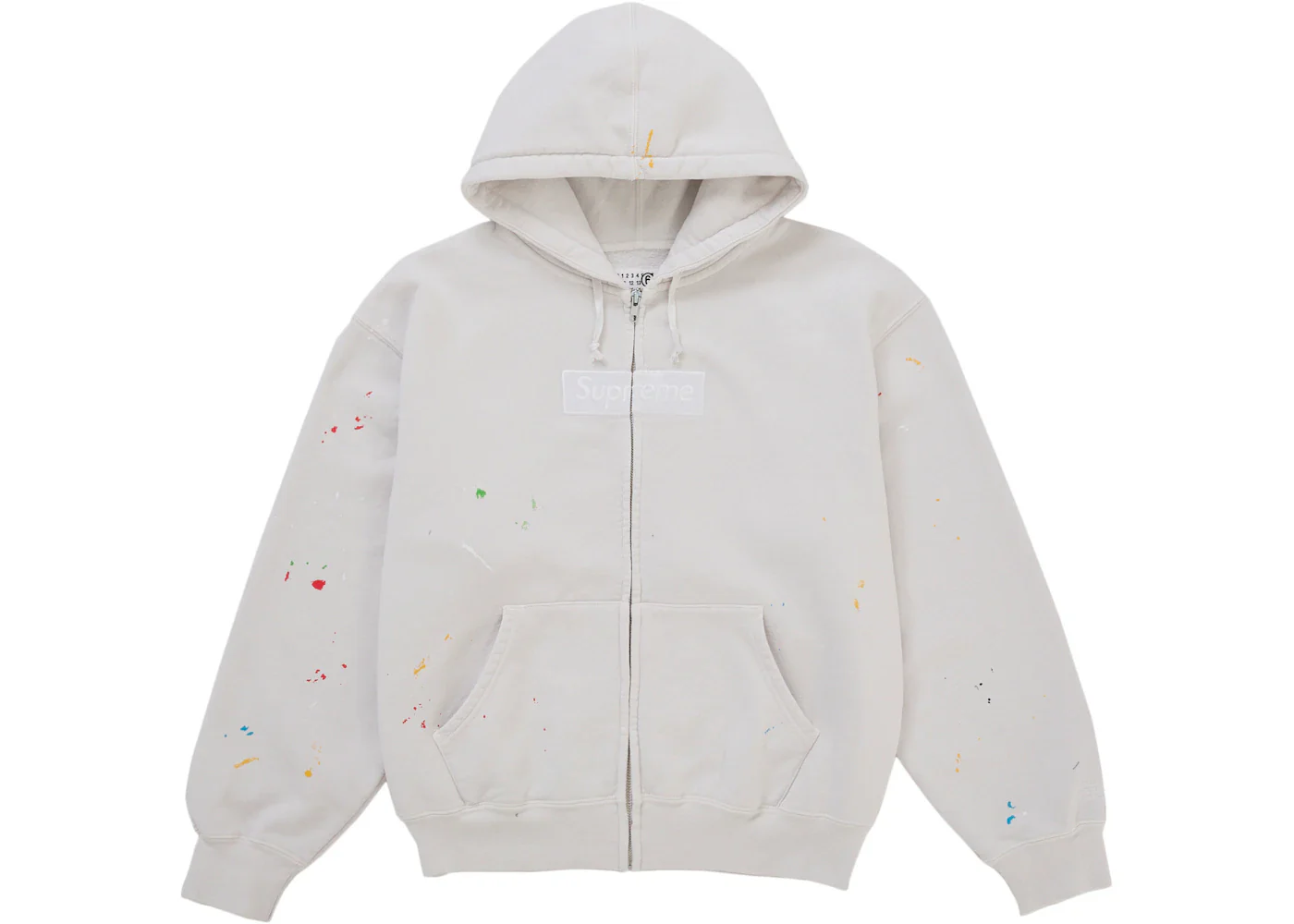 Supreme MM6 Maison Margiela Box Logo Zip Up Hooded Sweatshirt White - Image 2